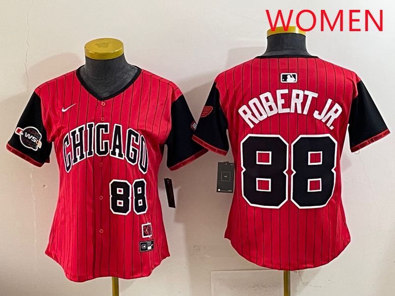 Women 2025 Chicago White Sox #88 Robert jr Red Joint Name Nike MLB Jersey style 9